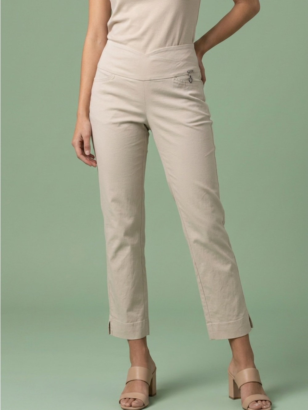Swing Control Beige Casual Cream Stretch Comfortable Cropped Pants-S